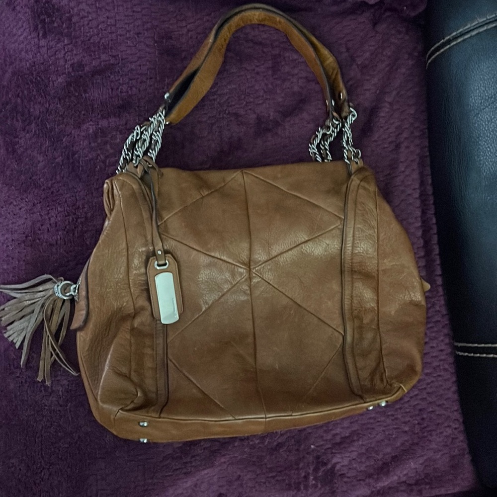 b.makowsky brown leather shoulder bag